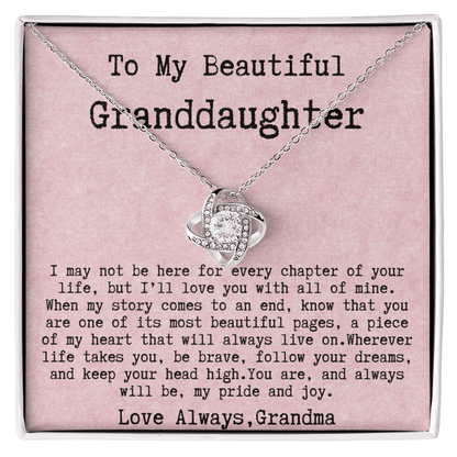 Grandma to Granddaughter Necklace Gift - You are, and always will be, my pride and joy
