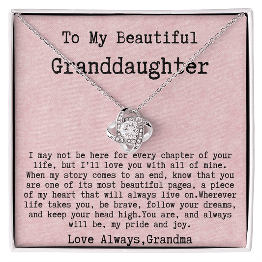 Grandma to Granddaughter Necklace Gift - You are, and always will be, my pride and joy