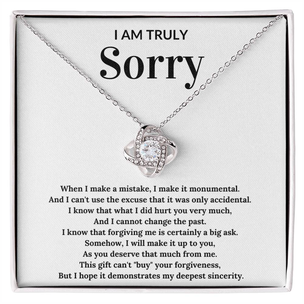 Apology Necklace For Her - Love Knot Necklace - Perfect Sorry Gift for Women - Apology present for Friend, Wife, Girlfriend,, Loved Ones