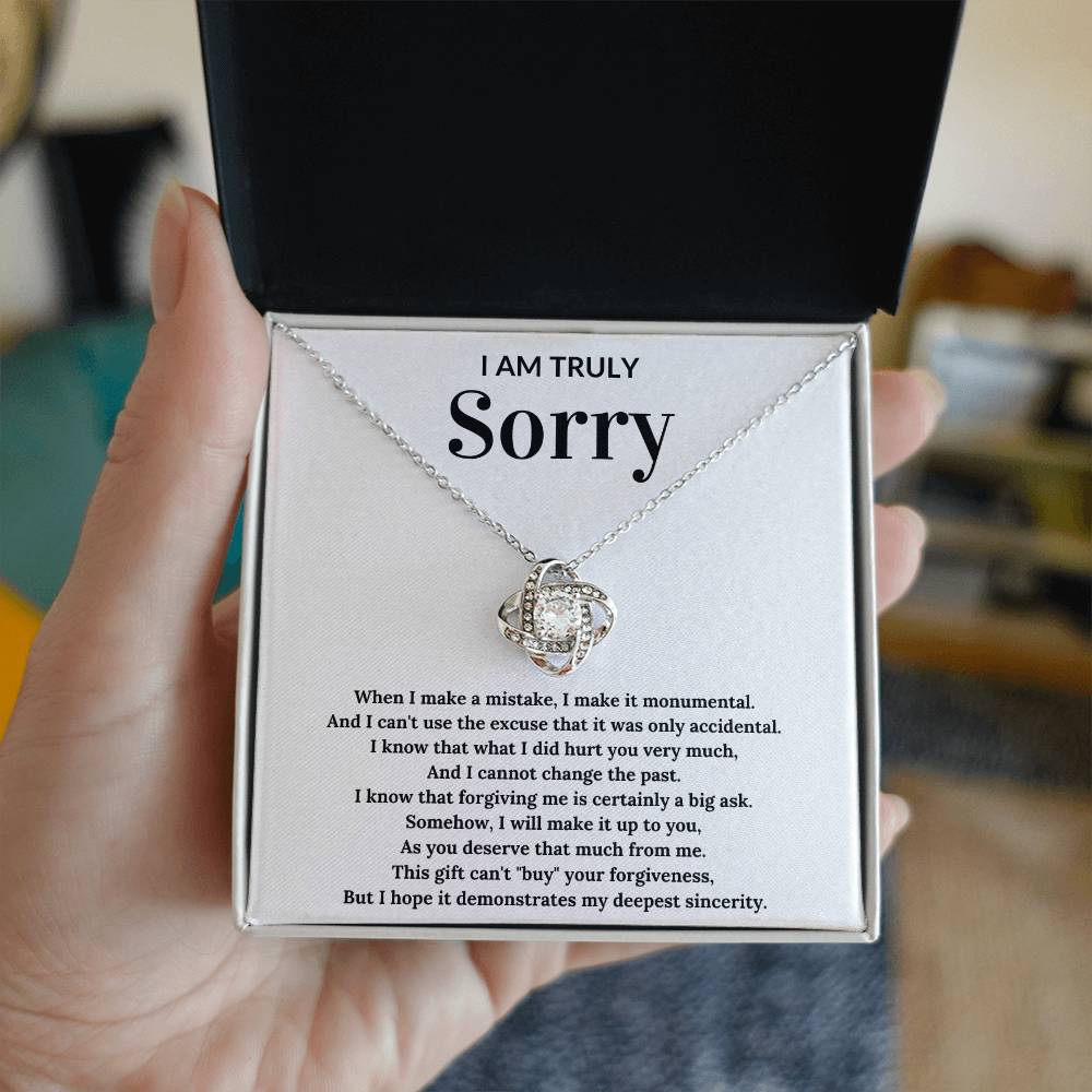 Apology Necklace For Her - Love Knot Necklace - Perfect Sorry Gift for Women - Apology present for Friend, Wife, Girlfriend,, Loved Ones