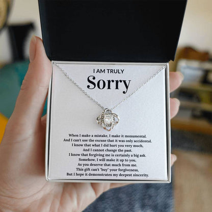 Apology Necklace For Her - Love Knot Necklace - Perfect Sorry Gift for Women - Apology present for Friend, Wife, Girlfriend,, Loved Ones
