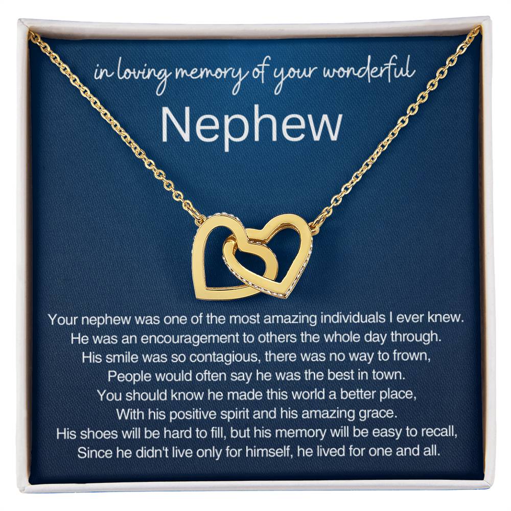 Remembrance Gift - In loving memory of you wonderful Nephew - Interlocking Hearts Necklace