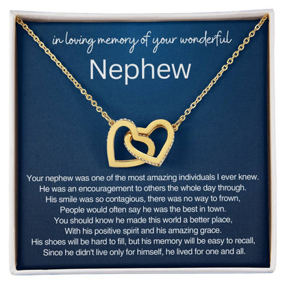 Remembrance Gift - In loving memory of you wonderful Nephew - Interlocking Hearts Necklace