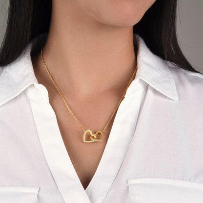 Gift for Dog Mom - Interlocking Hearts Necklace  - I LOVE YOU