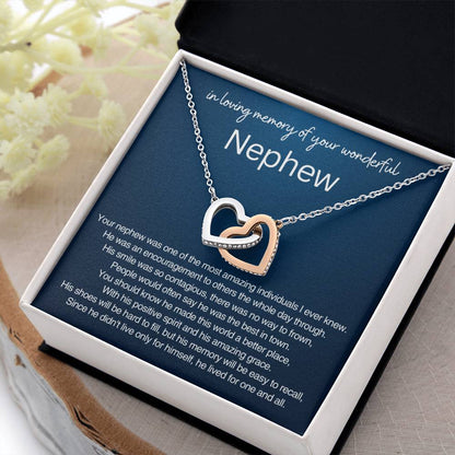 Remembrance Gift - In loving memory of you wonderful Nephew - Interlocking Hearts Necklace