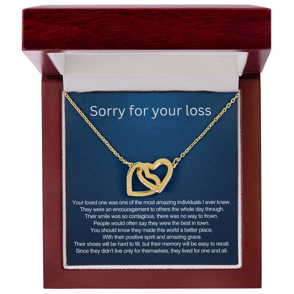 Sorry for your loss - Remembrance Gift - Interlocking Hearts Necklace