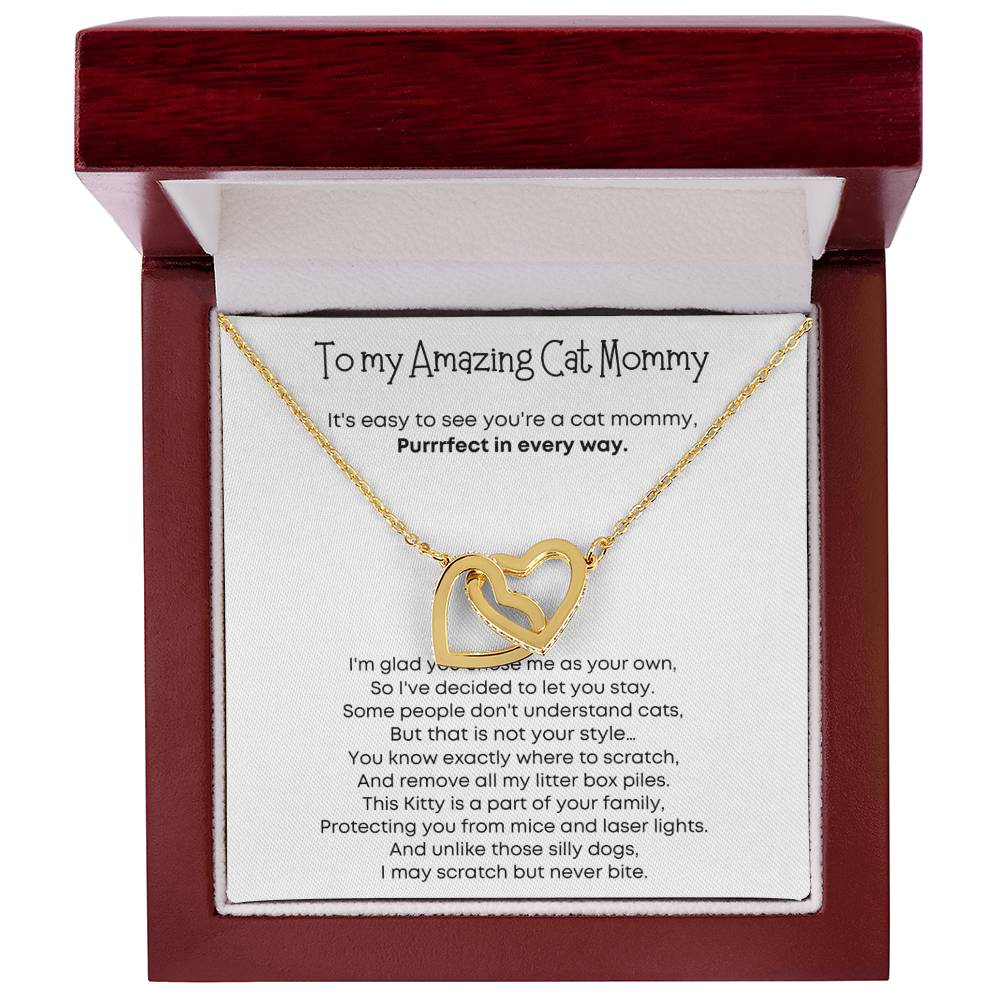 Gift for Cat Mom - Interlocking Hearts Necklace - Purrrrfect in every way