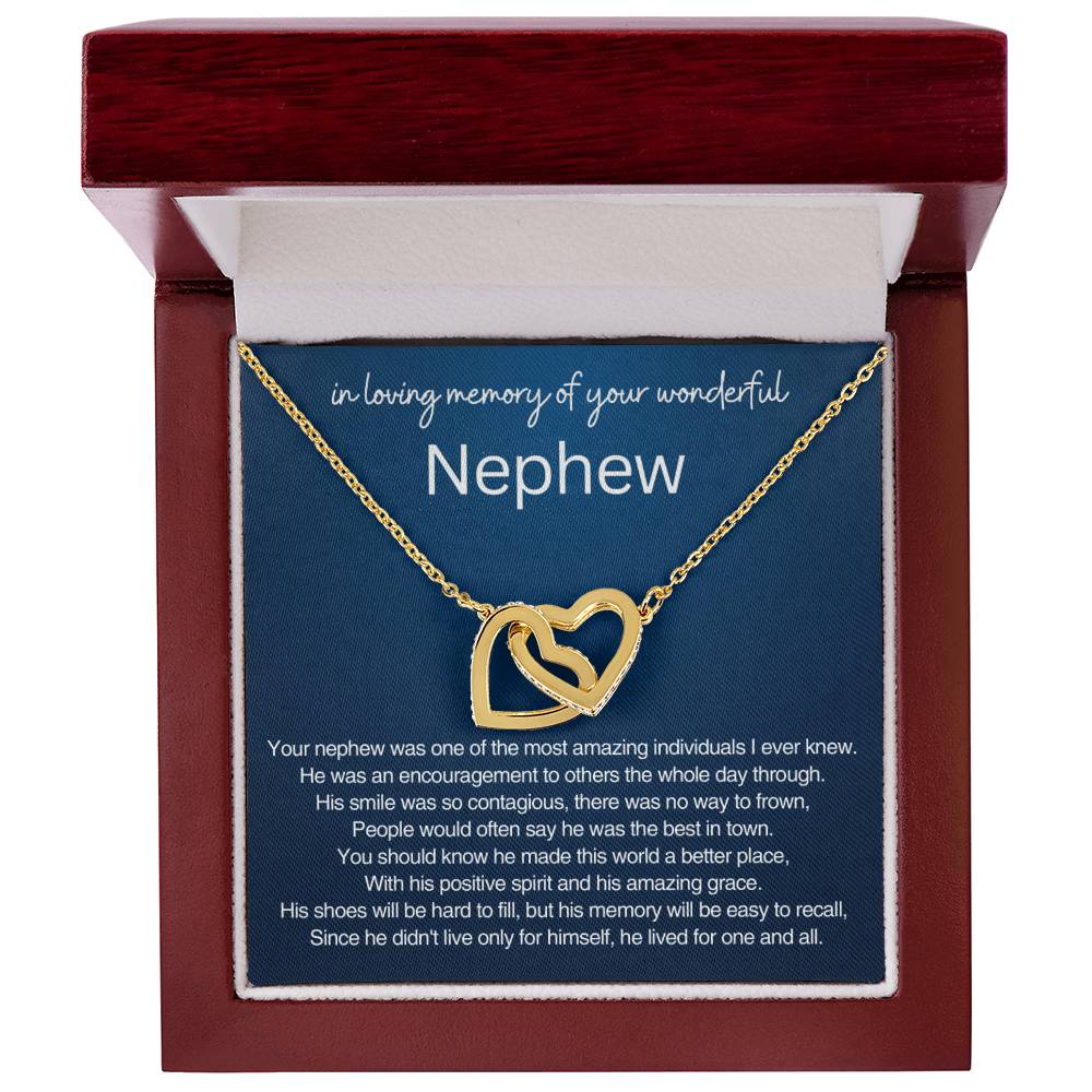 Remembrance Gift - In loving memory of you wonderful Nephew - Interlocking Hearts Necklace