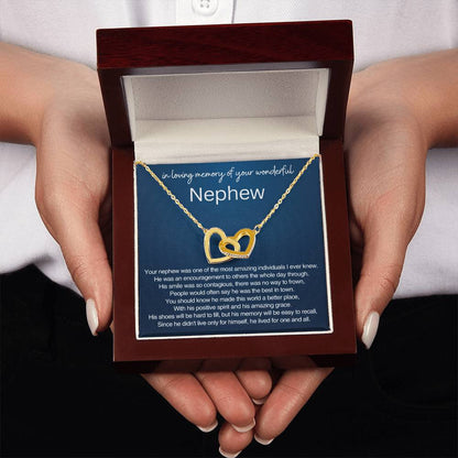 Remembrance Gift - In loving memory of you wonderful Nephew - Interlocking Hearts Necklace