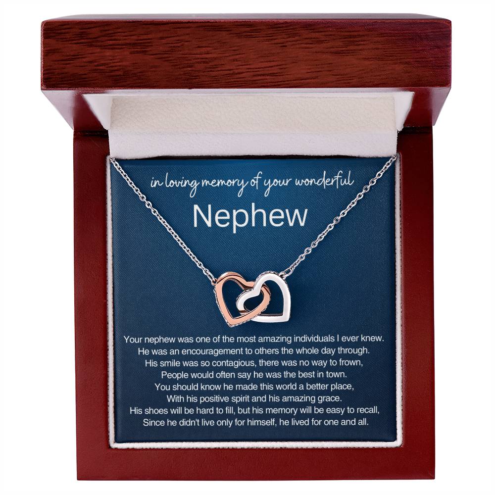 Remembrance Gift - In loving memory of you wonderful Nephew - Interlocking Hearts Necklace