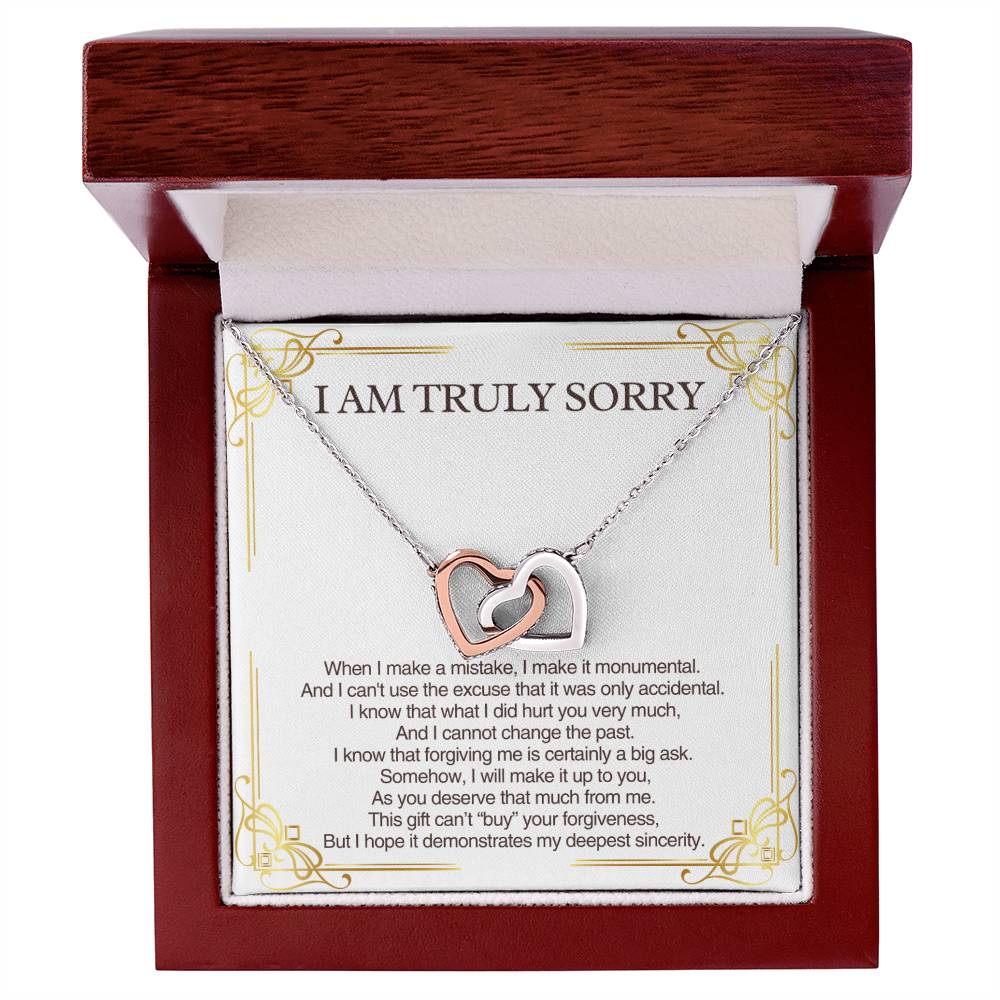 Perfect Apology Gift for Her - Interlocking Hearts Necklace - Heartfelt Gift to say "I am Truly Sorry"