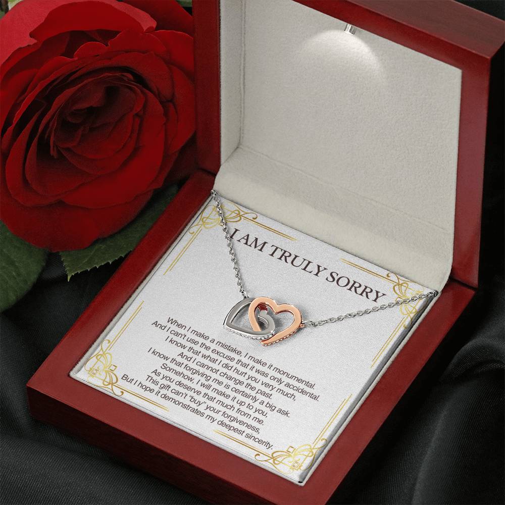 Perfect Apology Gift for Her - Interlocking Hearts Necklace - Heartfelt Gift to say "I am Truly Sorry"