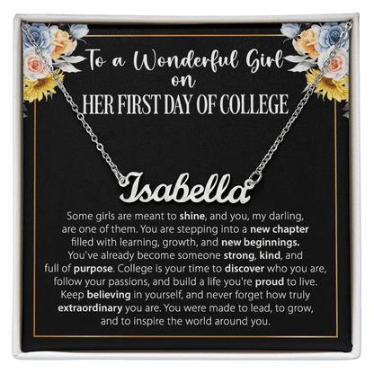 1st Day of College Gift - Custom Name Necklace