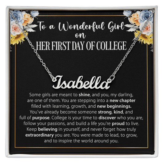 1st Day of College Gift - Custom Name Necklace