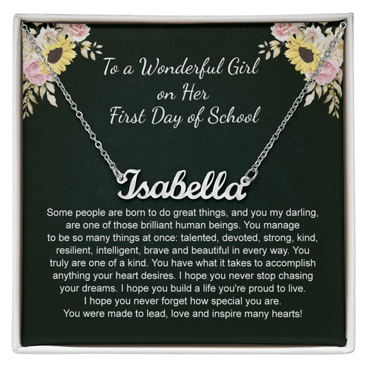 1st Day of School  Gift- Custom Name Necklace