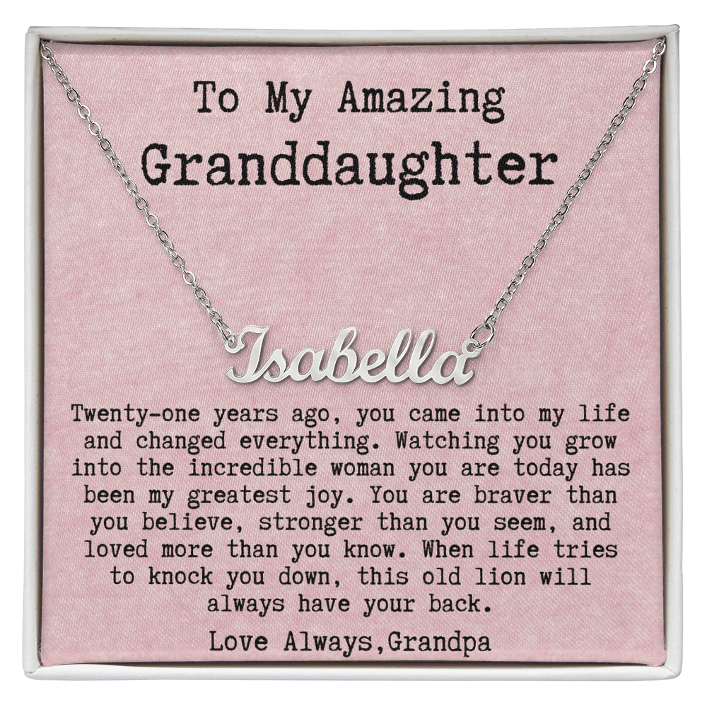 Personalized 21st Birthday Gift from Grandpa - Custom Name Necklace
