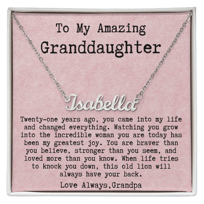Personalized 21st Birthday Gift from Grandpa - Custom Name Necklace