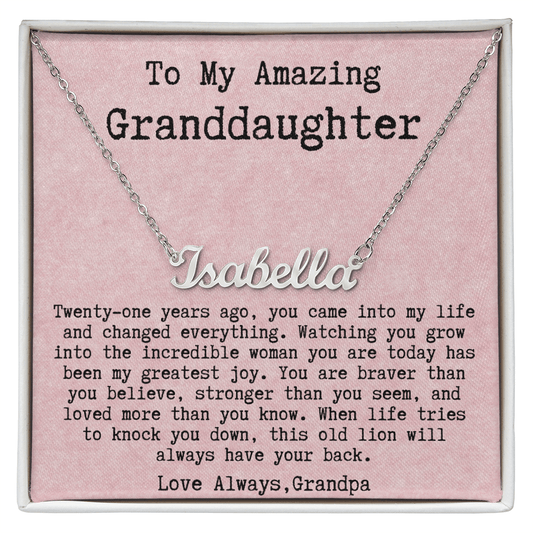 Personalized 21st Birthday Gift from Grandpa - Custom Name Necklace