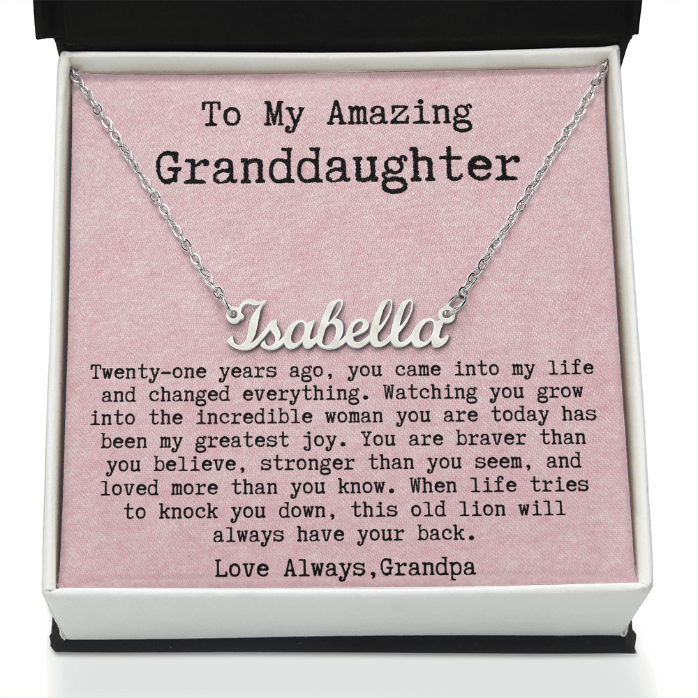 Personalized 21st Birthday Gift from Grandpa - Custom Name Necklace