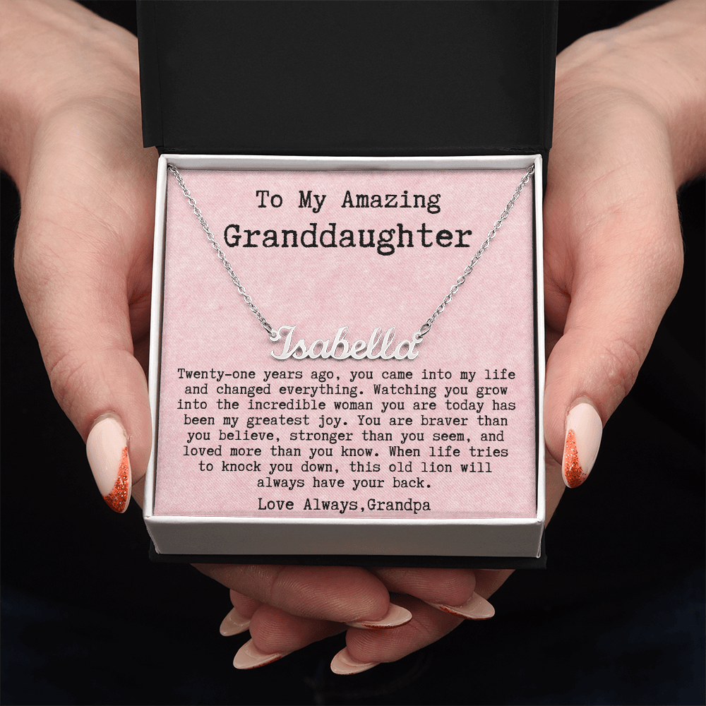 Personalized 21st Birthday Gift from Grandpa - Custom Name Necklace