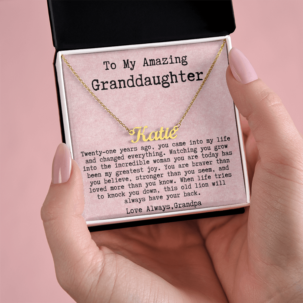 Personalized 21st Birthday Gift from Grandpa - Custom Name Necklace