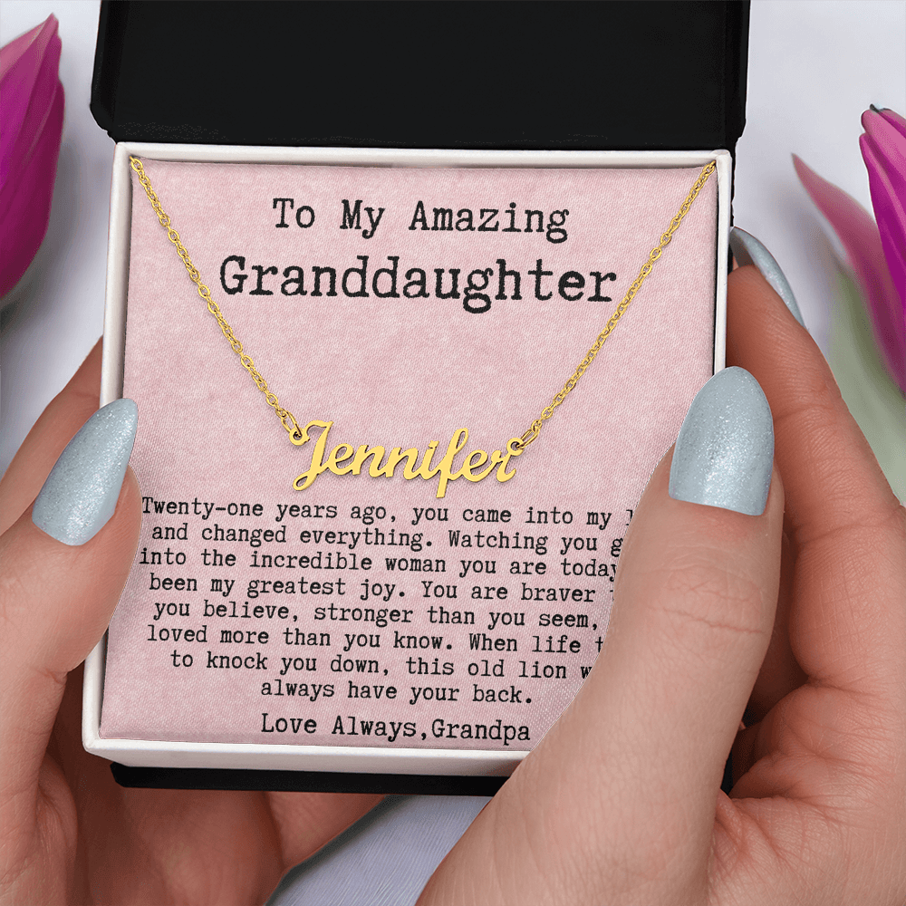 Personalized 21st Birthday Gift from Grandpa - Custom Name Necklace