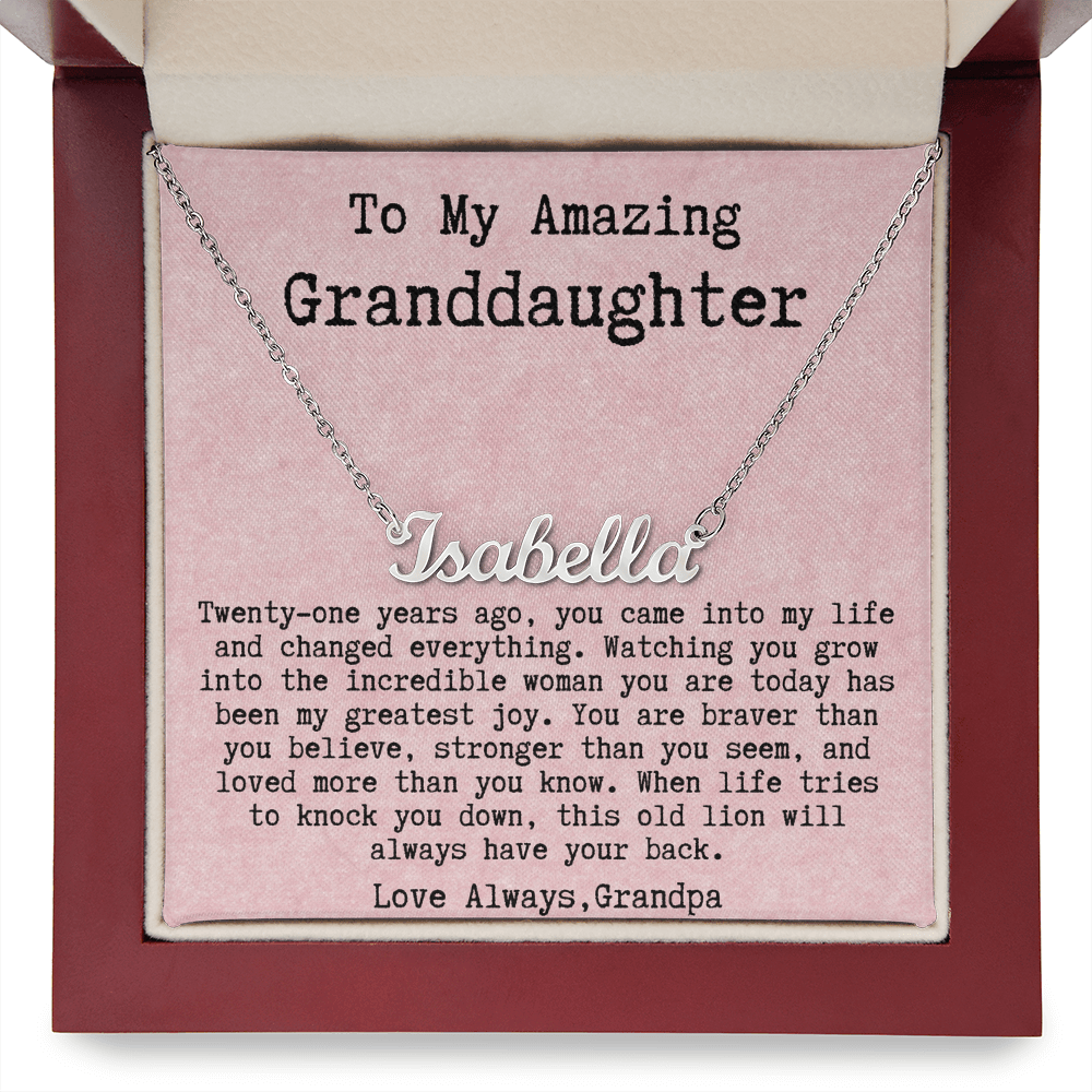 Personalized 21st Birthday Gift from Grandpa - Custom Name Necklace