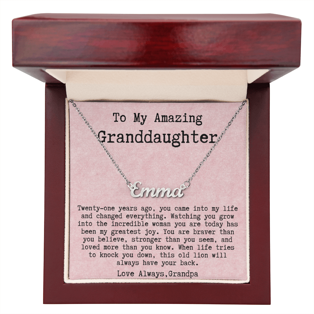 Personalized 21st Birthday Gift from Grandpa - Custom Name Necklace