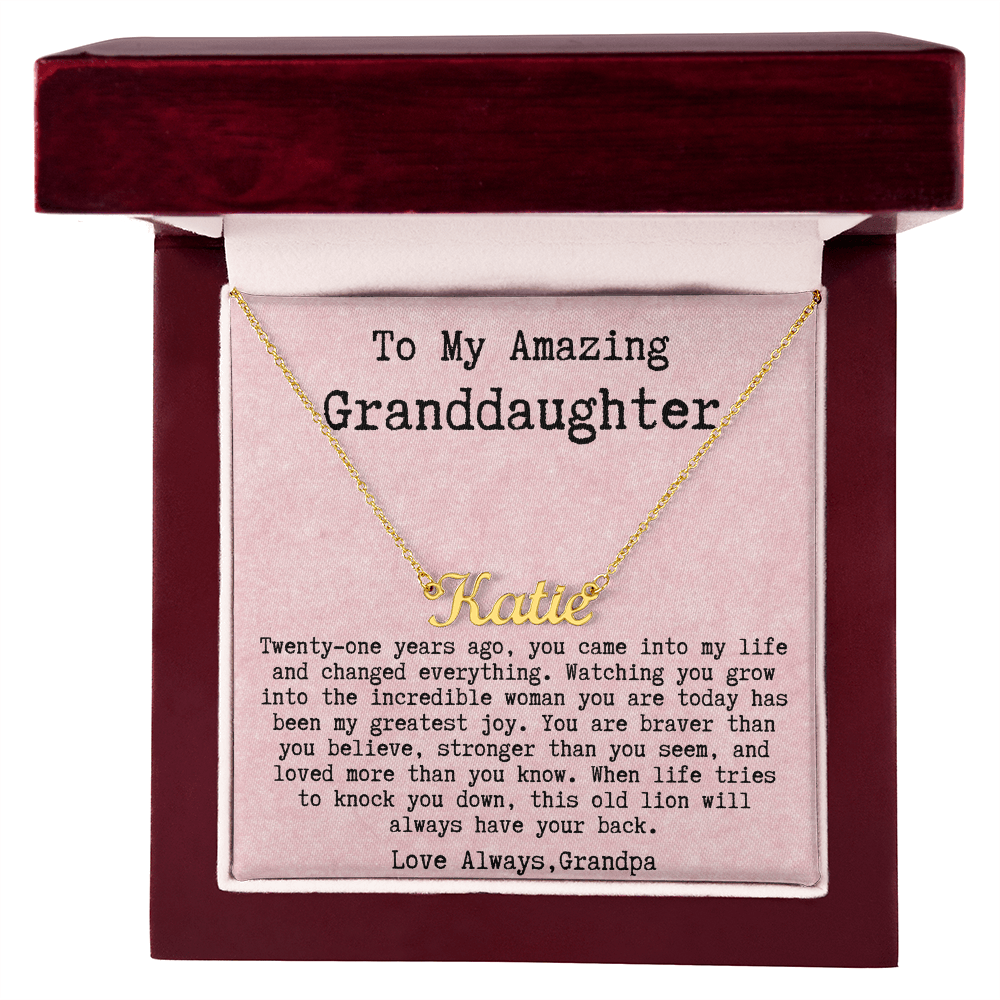 Personalized 21st Birthday Gift from Grandpa - Custom Name Necklace