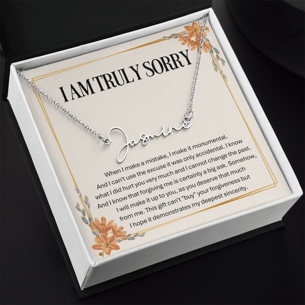 Personalized Apology Gift for Wife – Personalized Signature Style Name Necklace – Customized Jewelry with Her Name