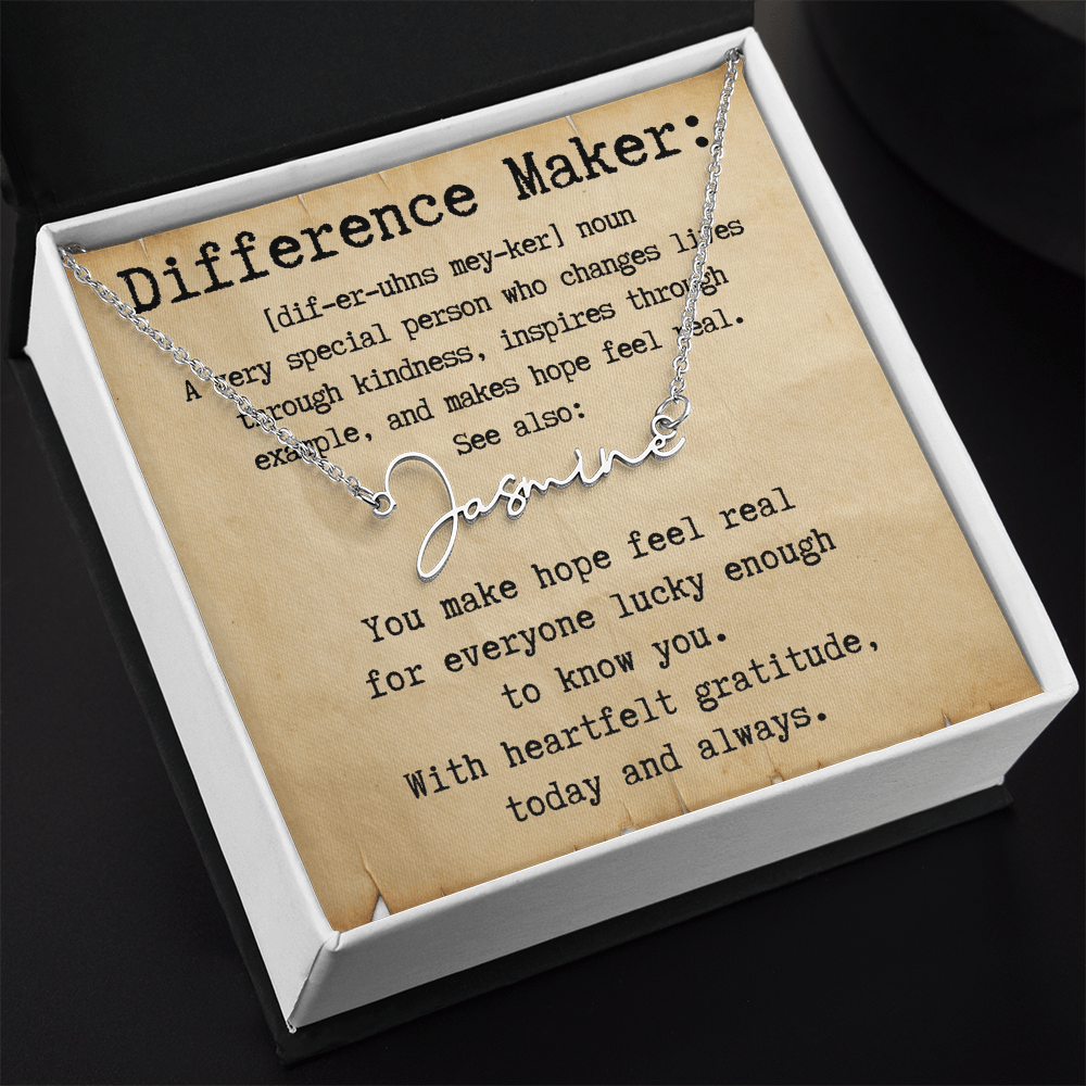 Personalized Gift for a Difference Maker - Signature Style Name Necklace