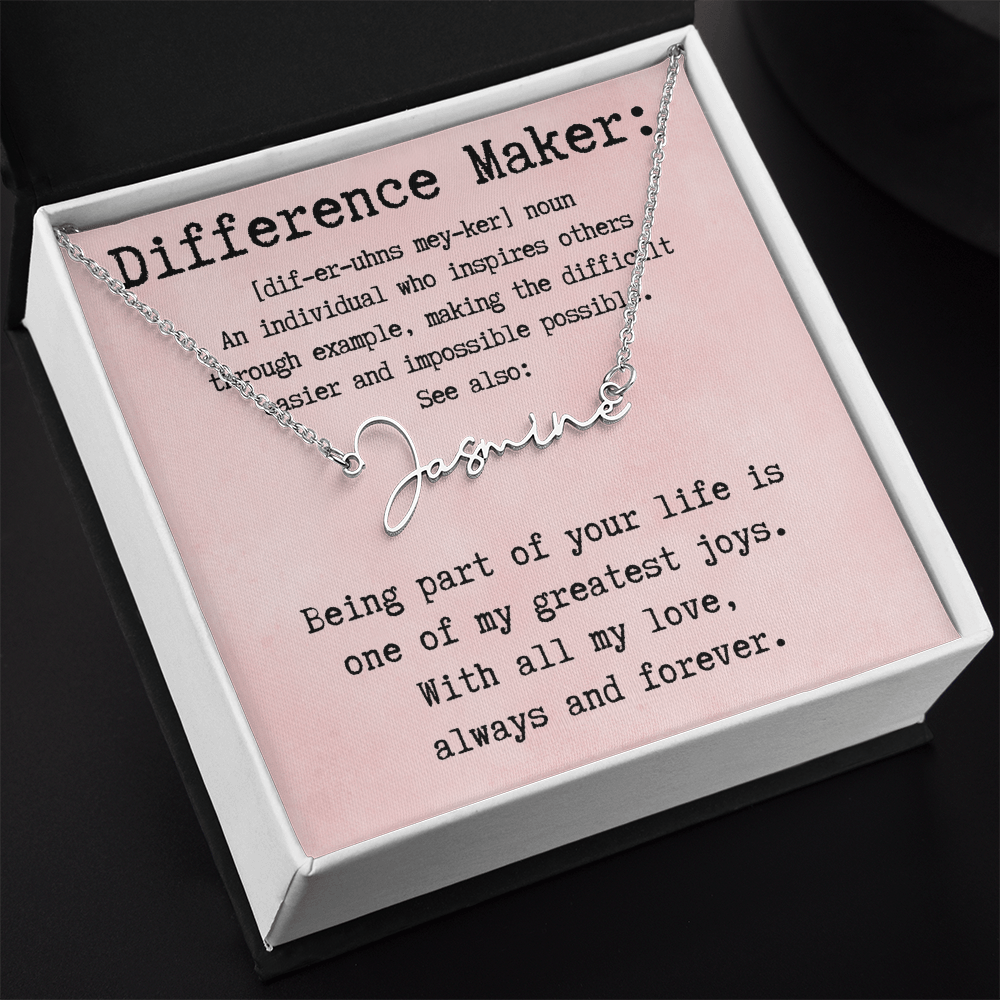 Customized Gift for Difference Maker - Signature Style Name Necklace