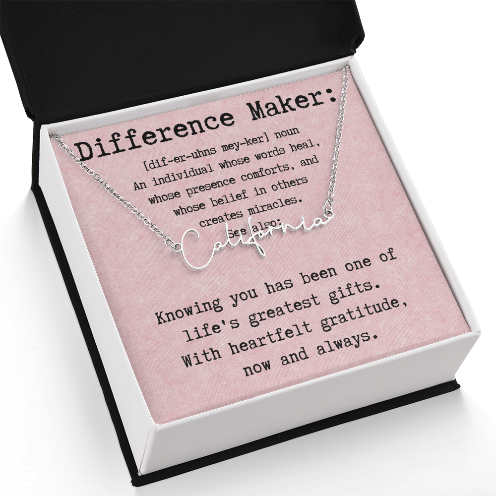 Personalized Name Necklace for a Difference Maker- Signature Style Name Necklace