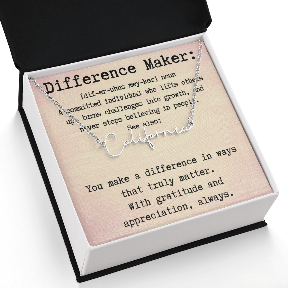 Unique Personalized Gift for a Difference Maker - Signature Style Name Necklace