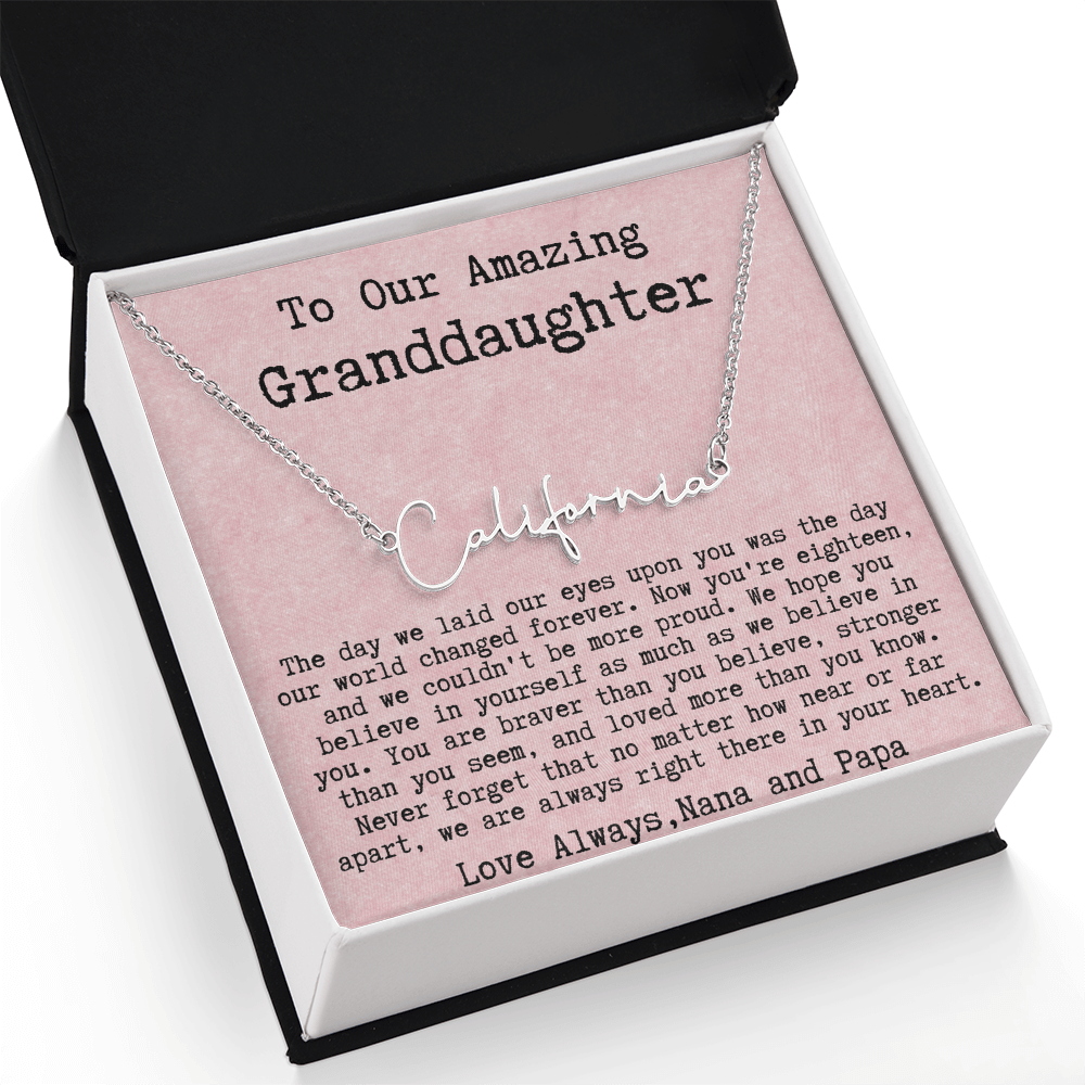 Personalized 18th Birthday Gift from Nana and Papa - Signature Style Name Necklace