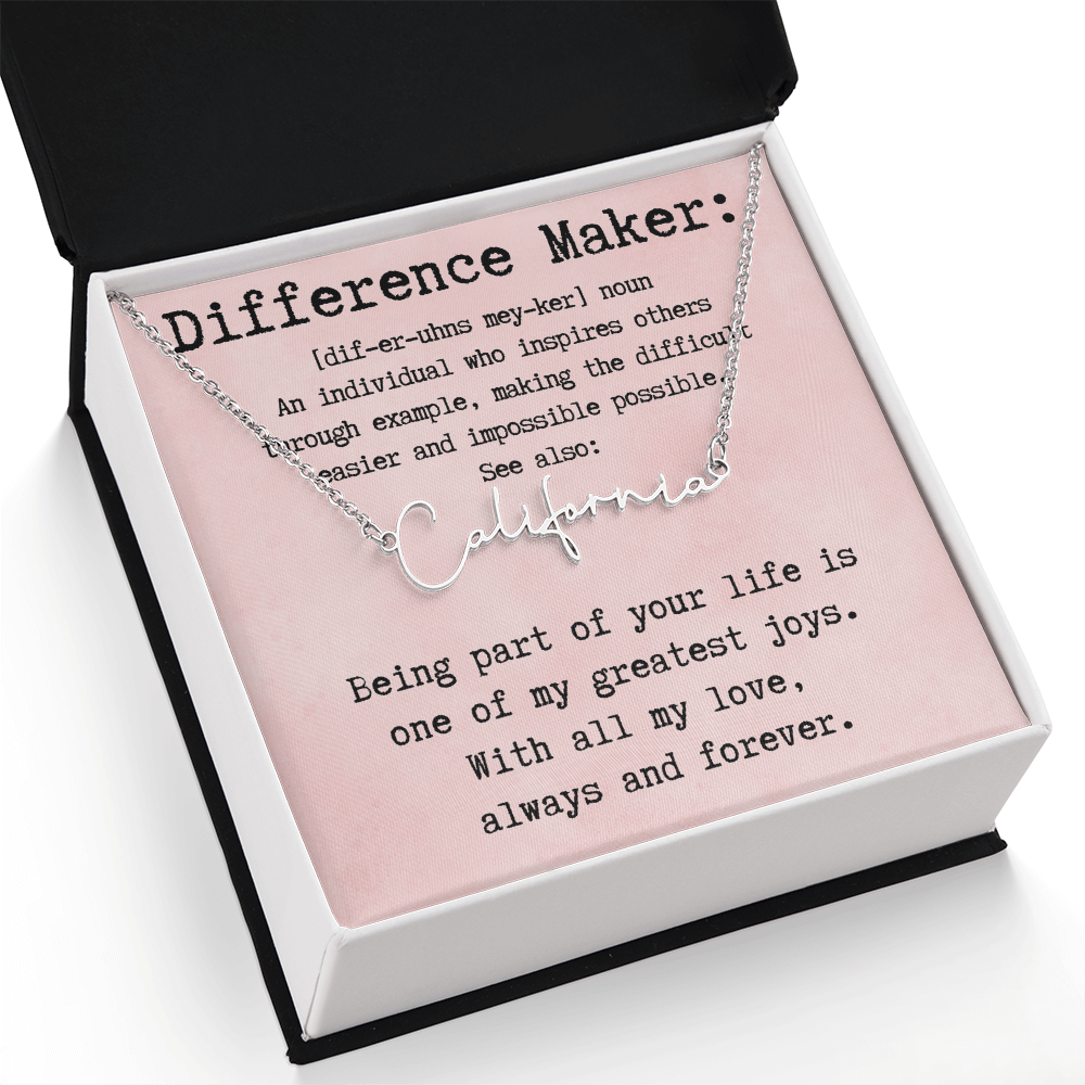 Customized Gift for Difference Maker - Signature Style Name Necklace