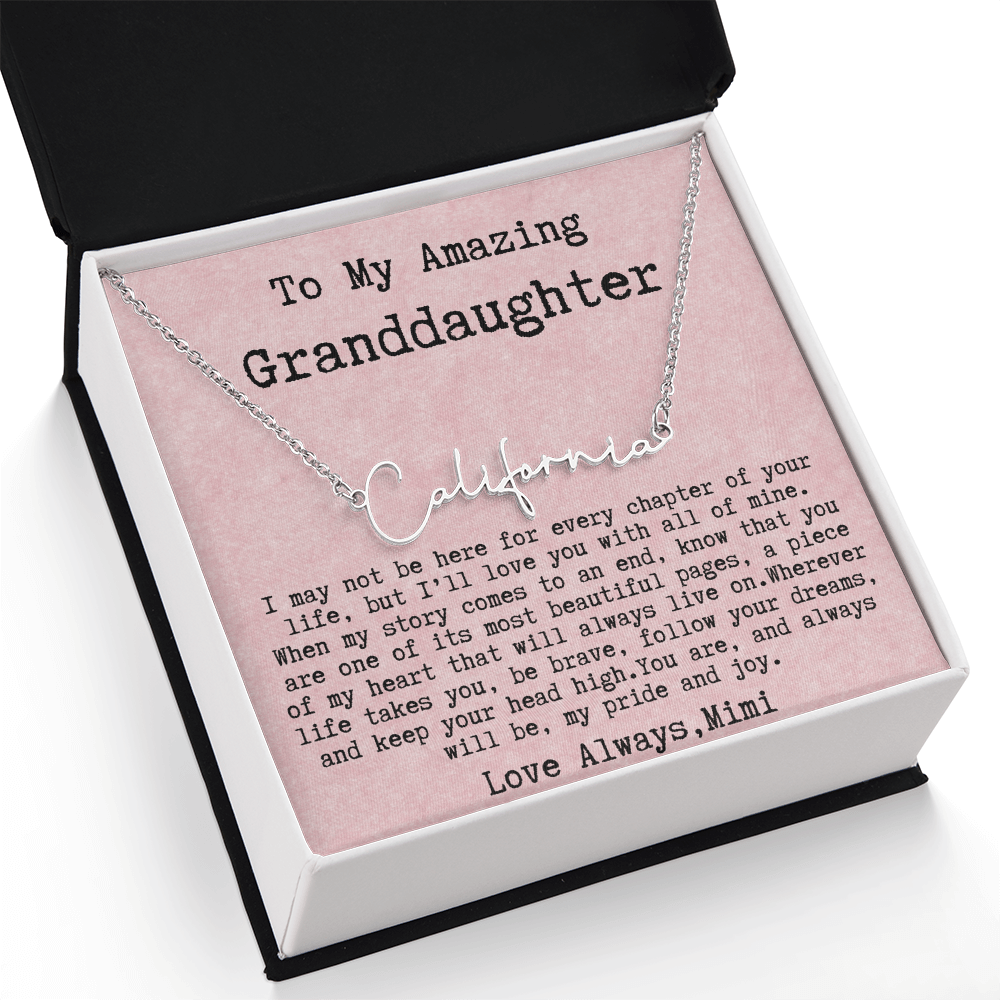 Personalized Birthday Gift for Granddaughter – Custom Signature Style Name Necklace – Unique Name Plate Necklace from Mimi