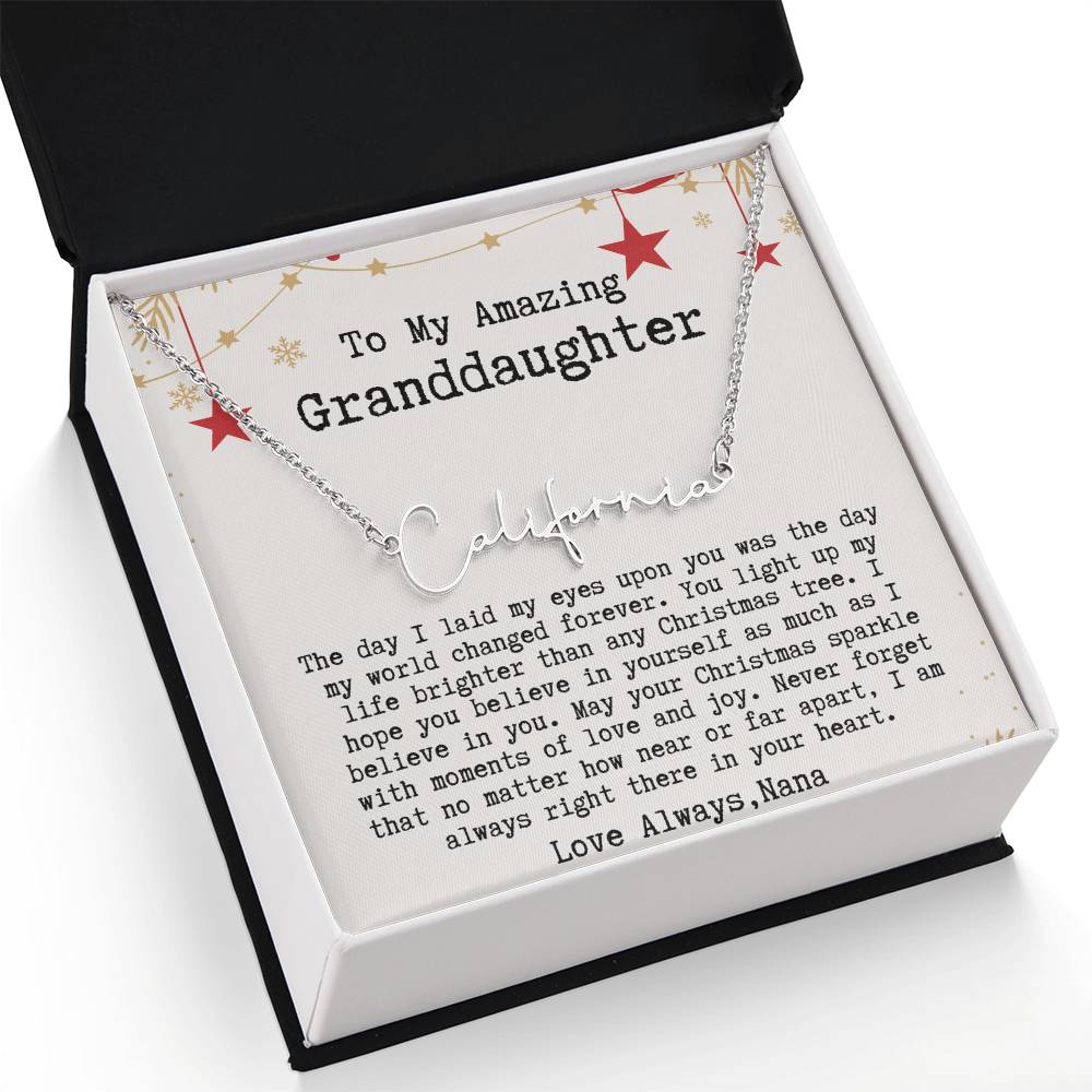 Personalized Christmas Gift from Nana to Granddaughter - Signature Style Name Necklace