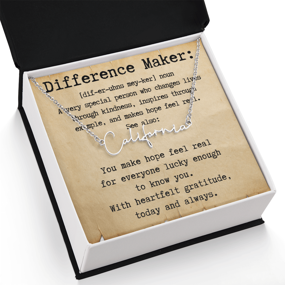 Personalized Gift for a Difference Maker - Signature Style Name Necklace