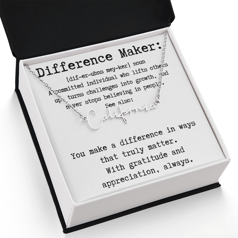 Unique Gift for a Difference Maker - Signature Style Name Necklace