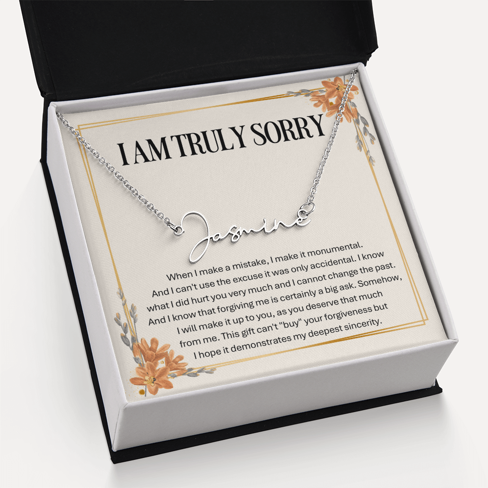 Personalized Apology Gift for Wife – Personalized Signature Style Name Necklace – Customized Jewelry with Her Name
