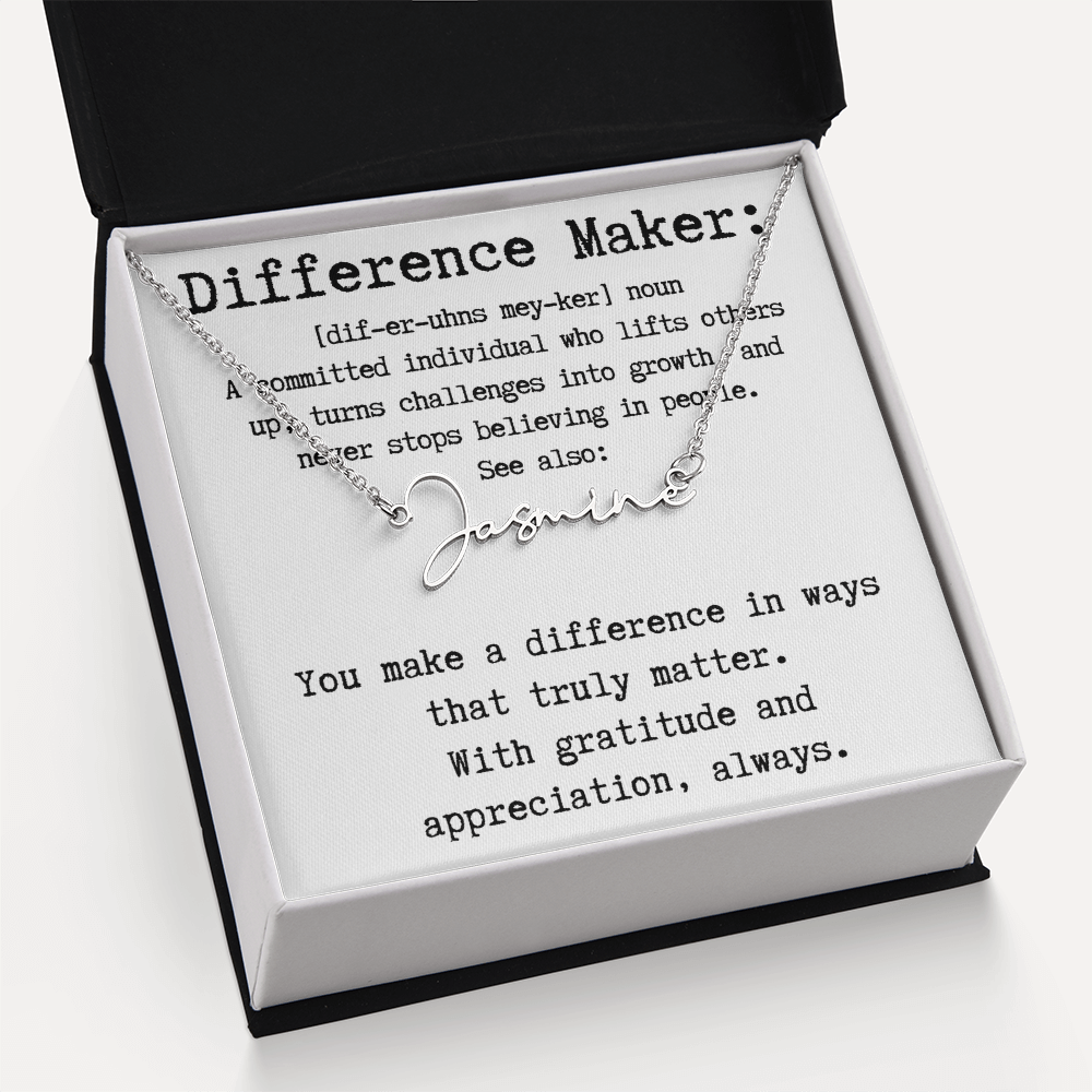 Unique Gift for a Difference Maker - Signature Style Name Necklace
