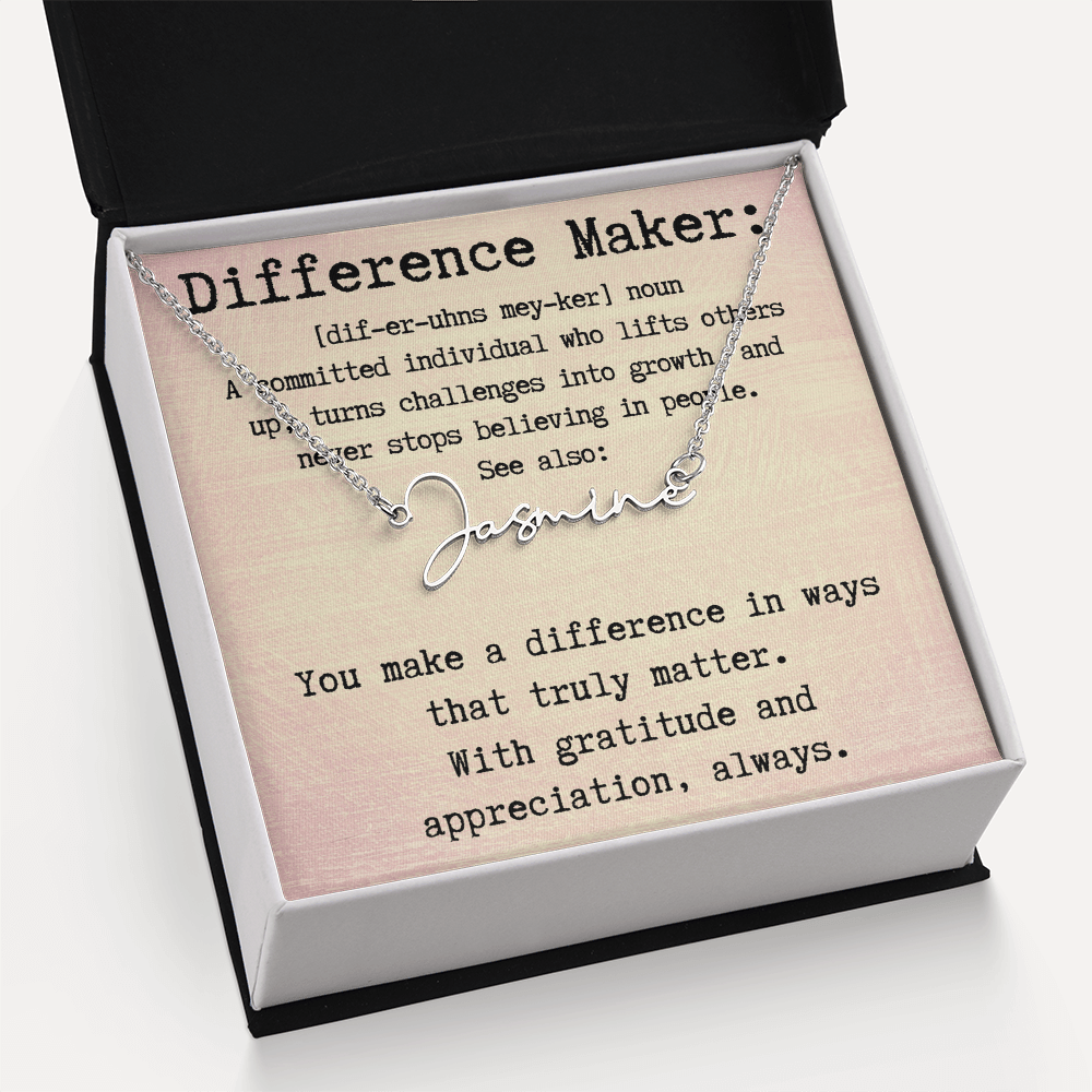 Unique Personalized Gift for a Difference Maker - Signature Style Name Necklace