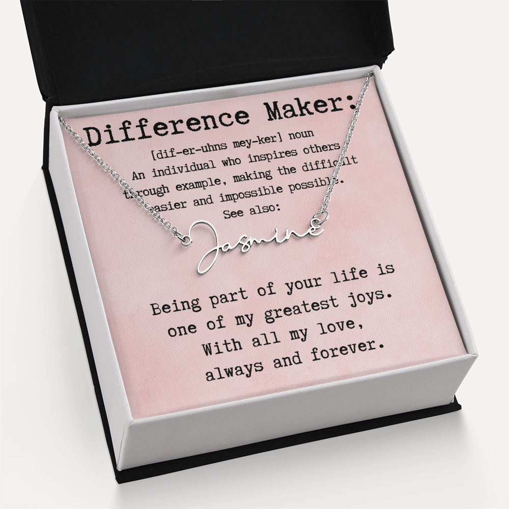 Customized Gift for Difference Maker - Signature Style Name Necklace