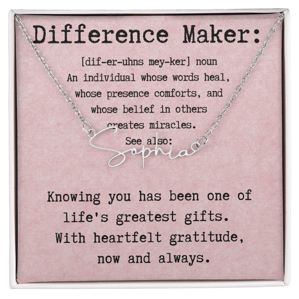 Personalized Name Necklace for a Difference Maker- Signature Style Name Necklace