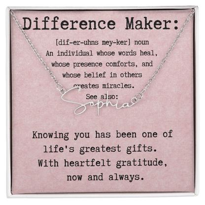 Personalized Name Necklace for a Difference Maker- Signature Style Name Necklace