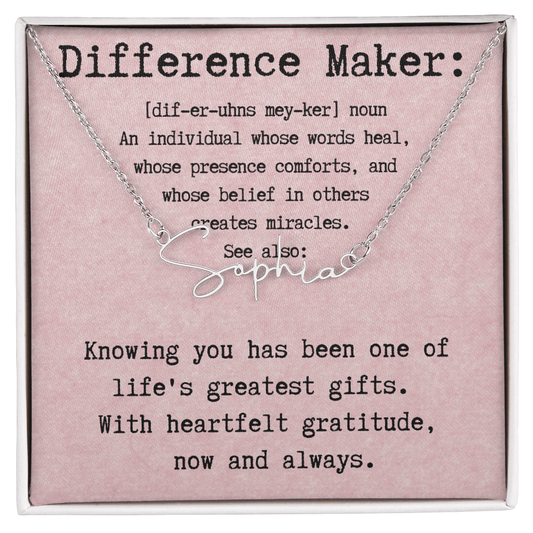 Personalized Name Necklace for a Difference Maker- Signature Style Name Necklace