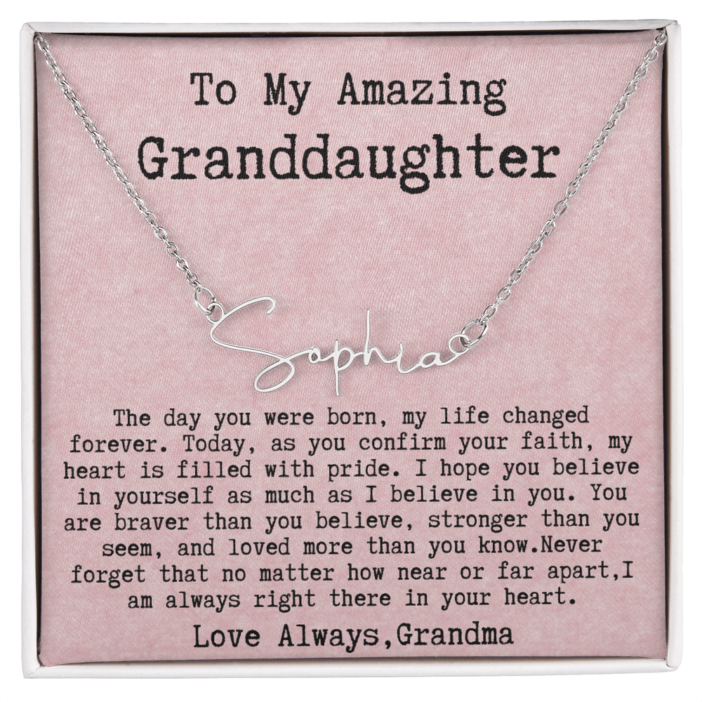 Personalized Confirmation Gift from Grandma to Granddaughter - Signature Style Name Necklace