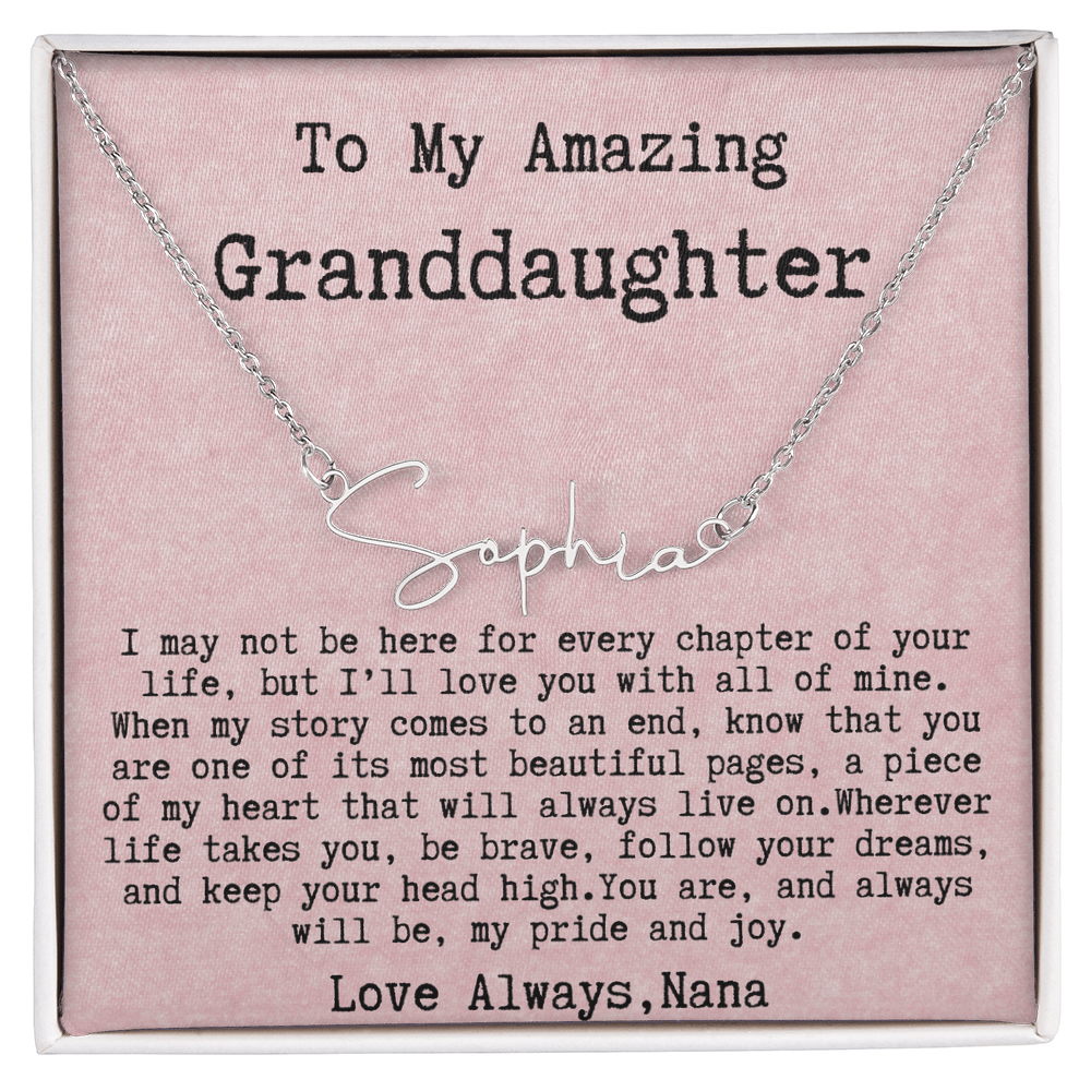 Personalized Birthday Gift for Granddaughter – Custom Signature Style Name Necklace – Unique Name Plate Necklace from Nana