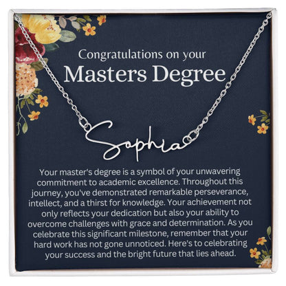 Personalized Masters Degree Gift for Her - Customizable Signature Style Name Necklace